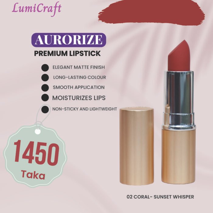 AURORIZE PREMIUM LIPSTICK - CORAL - Sunset Whisper